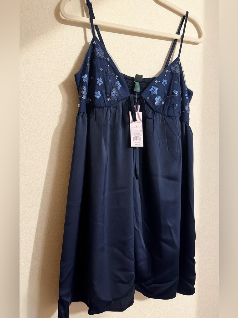 Wild fable Navy Blue Embroidered Slip Dress NWT